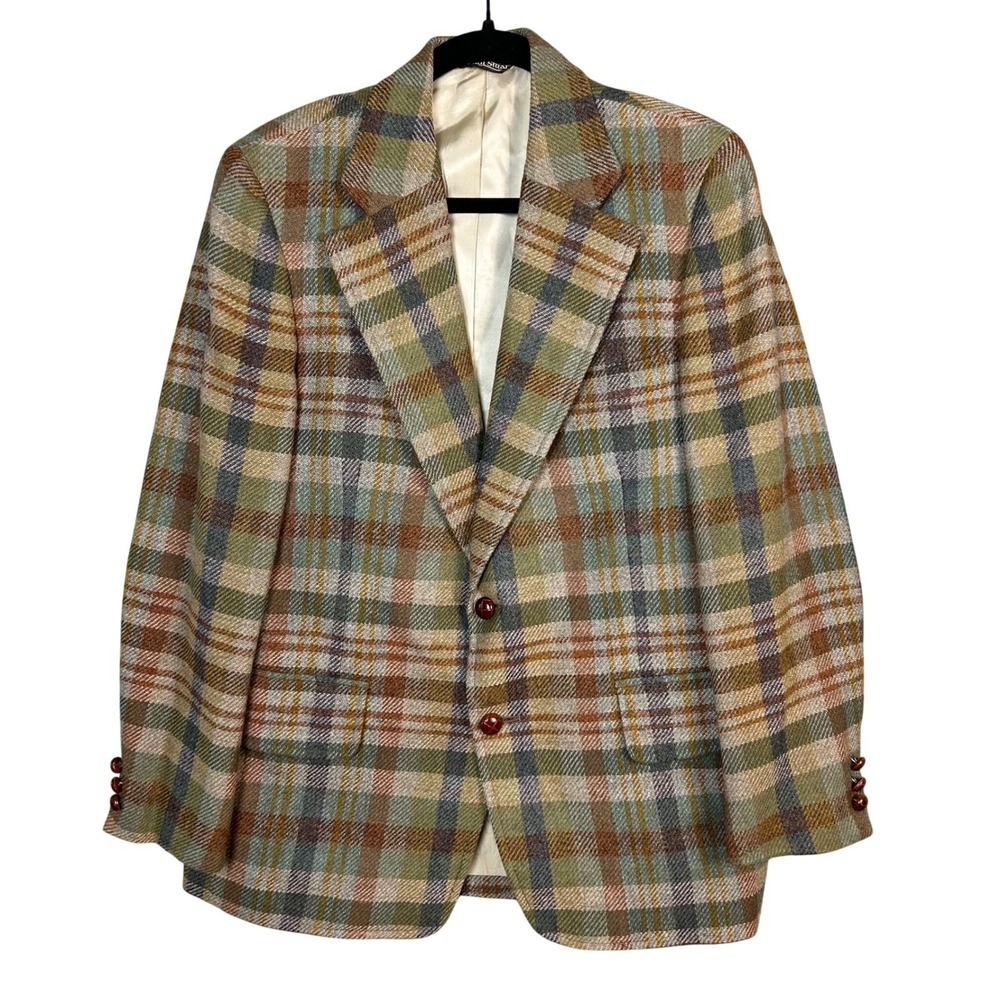 Paul Stuart Vintage Tweed Sport Coat Mens 40R Plaid Wool Gentleman Colorful